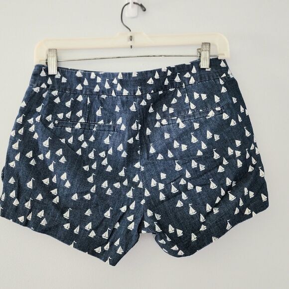 J Crew black label shorts women's size 00 sailboat pattern blue - Picture 2 of 6